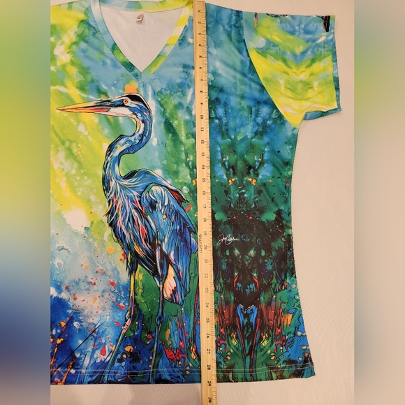 Jen Callahan Unisex T-shirt Size XXL Heron Watercolor Short Sleeve Art to Wear - Picture 11 of 11